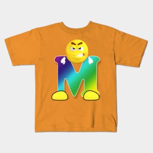 Letter M Alphabet Smiley Monogram Face Emoji Shirt for Men Women Kids Kids T-Shirt